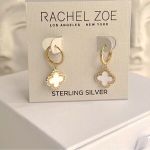 Rachel Zoe Clover Earrings Mother of Pearl Cubic Zirconia